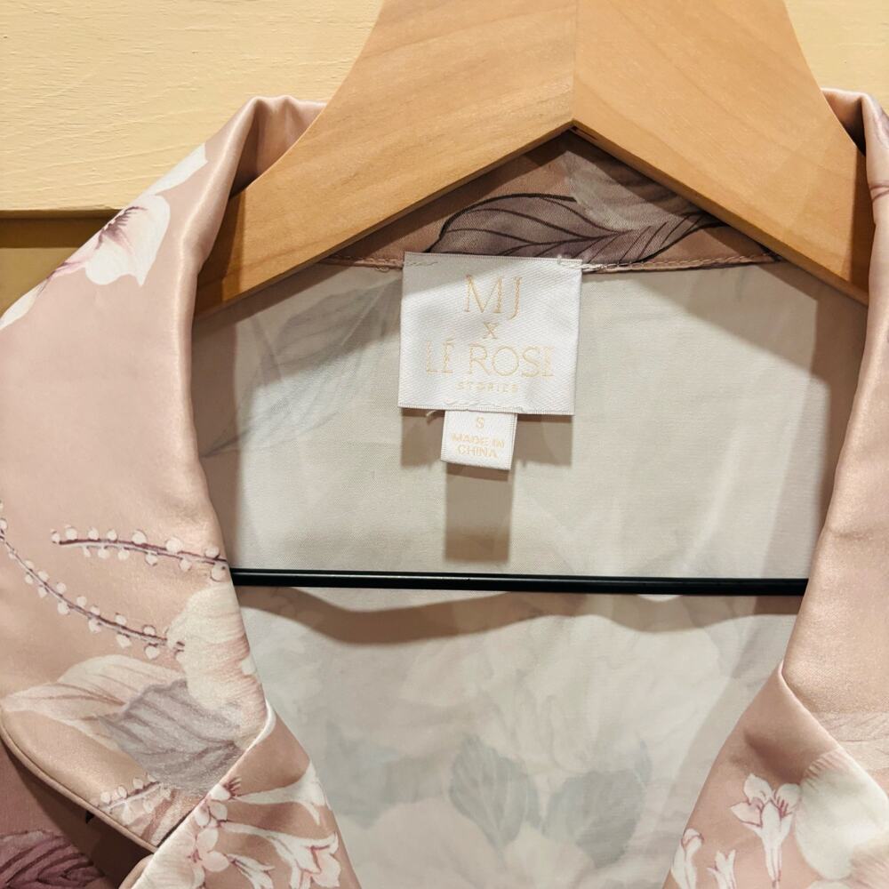 MJ x Le Rose “Sasha Parisian Fleur” Satin Sleep Set Bridal Boutique size Small - Picture 3 of 11